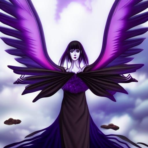 Asian Demon with Cyborg Wings in Junji Ito Style