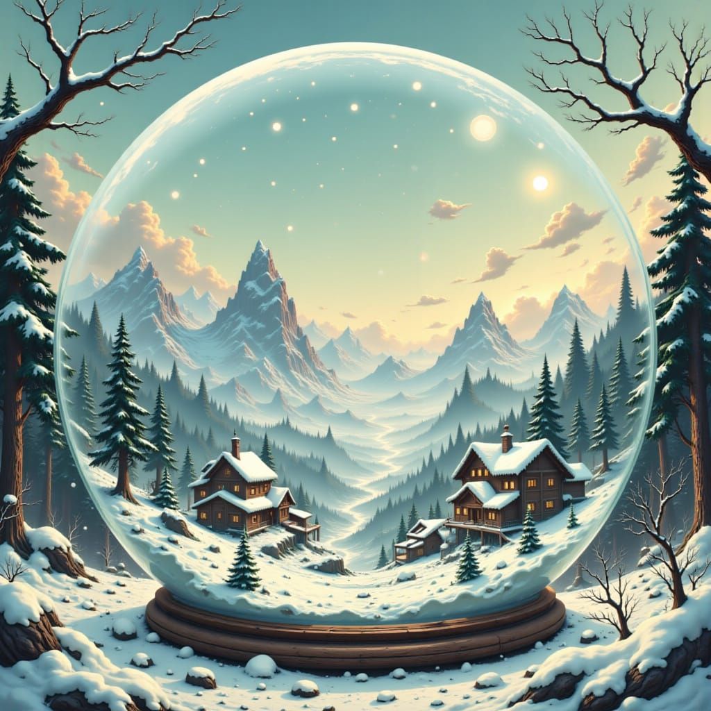 Charming Snow Globe Village Vista