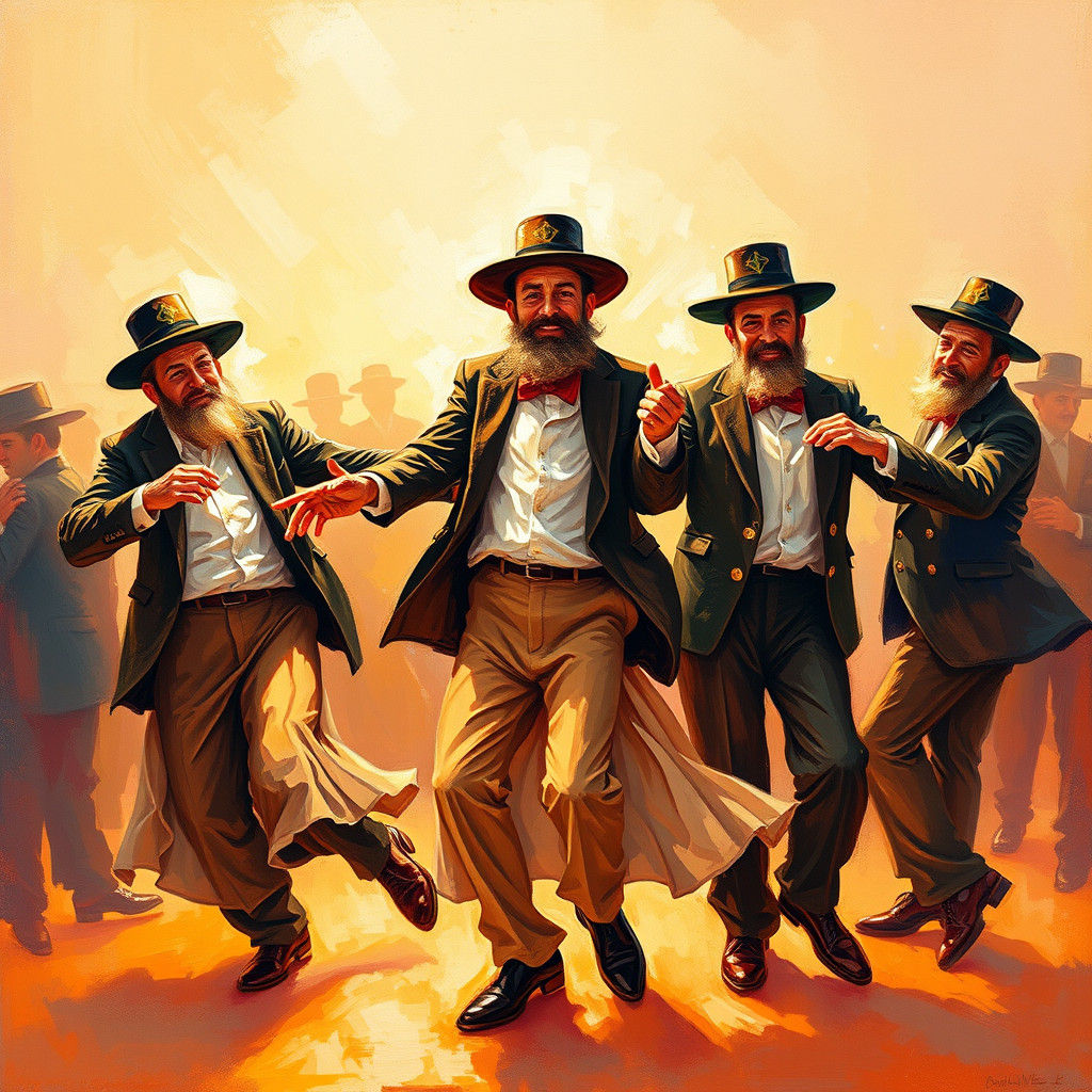 Joyful Hasidic Dance: Impressionist Painting