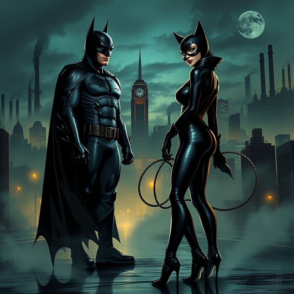 Foreboding Gotham City Skyline at Dusk