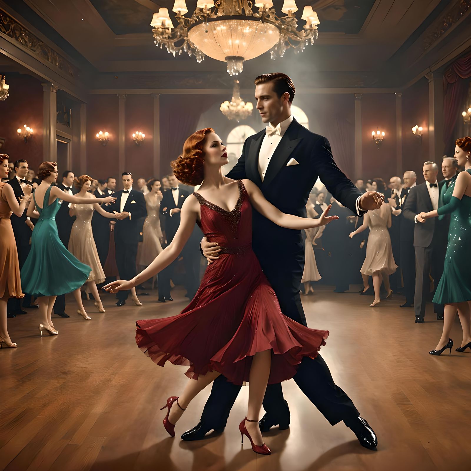 Elegant Ballroom Dance in 1930s Style