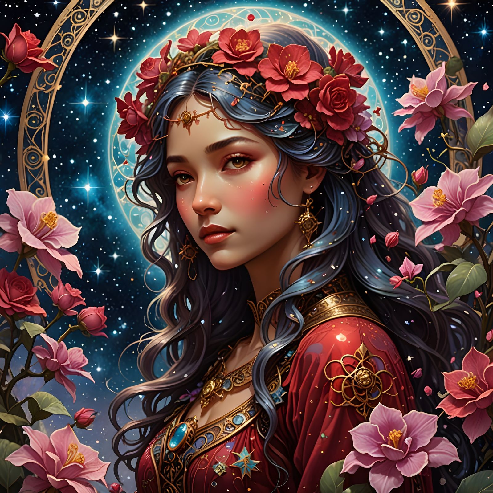 Celestial Librarian in Cosmic Fantasy Style