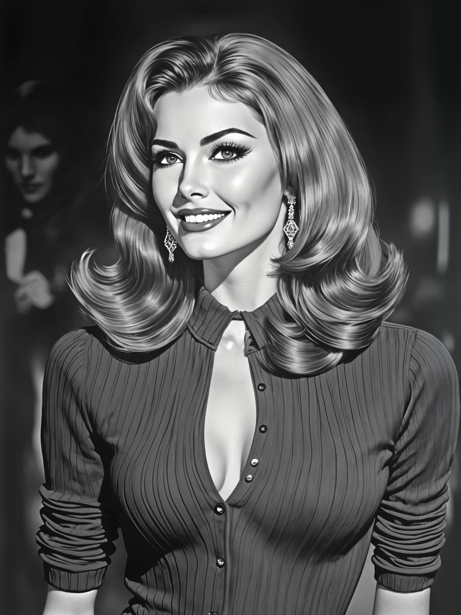 Raquel Welch 1966 Portrait in 1960s Abstract Illustration St...