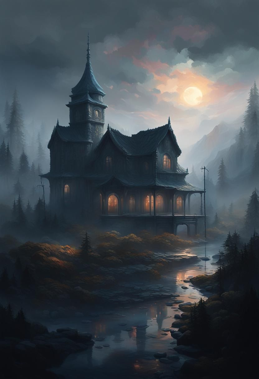 Misty Landscape with Volumetric Lighting in Hyperrealistic S...