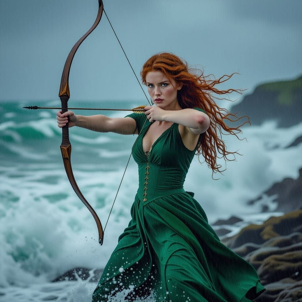 Irish Archer on Stormy Coast