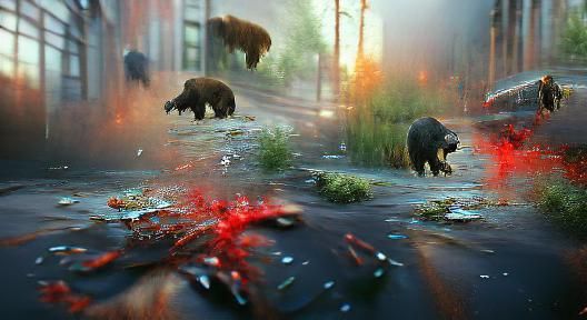Hyperrealistic Bear Attack Concept Art