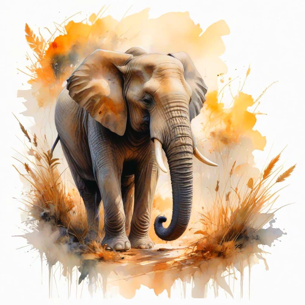 Majestic Elephant in a Sunlit Savannah