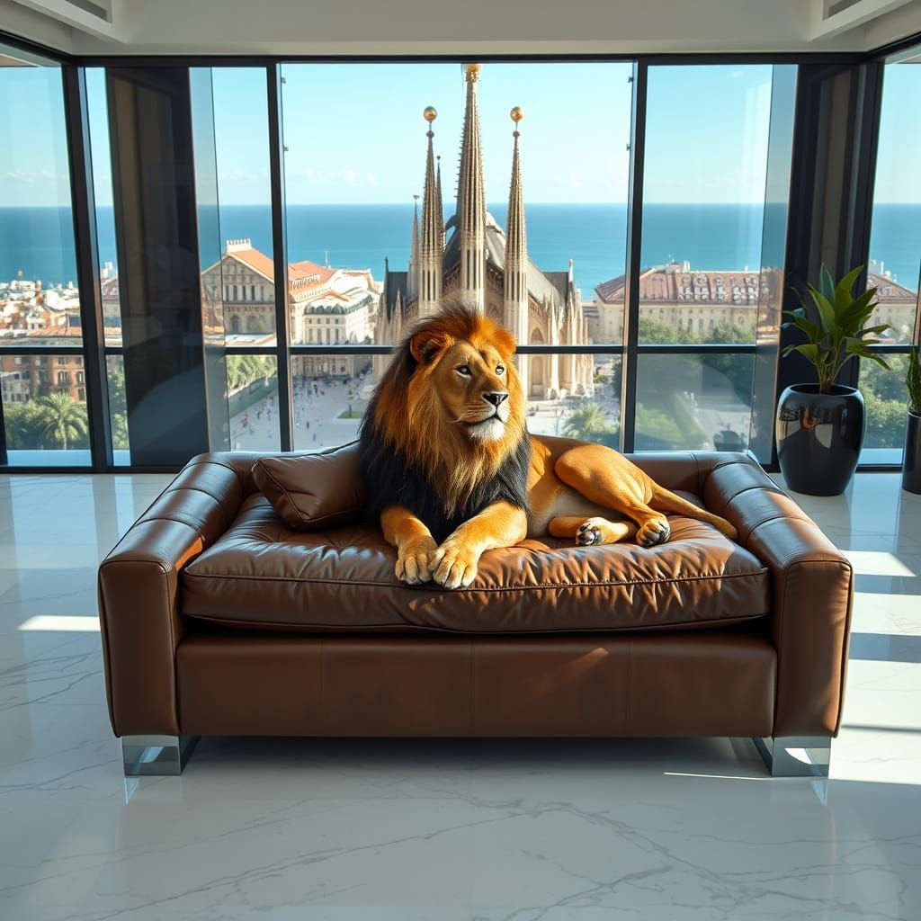 Lion Lounges in Luxury Barcelona Apartment