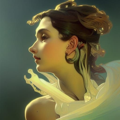Hyperrealistic Sci-Fi Portrait in Art Nouveau Style