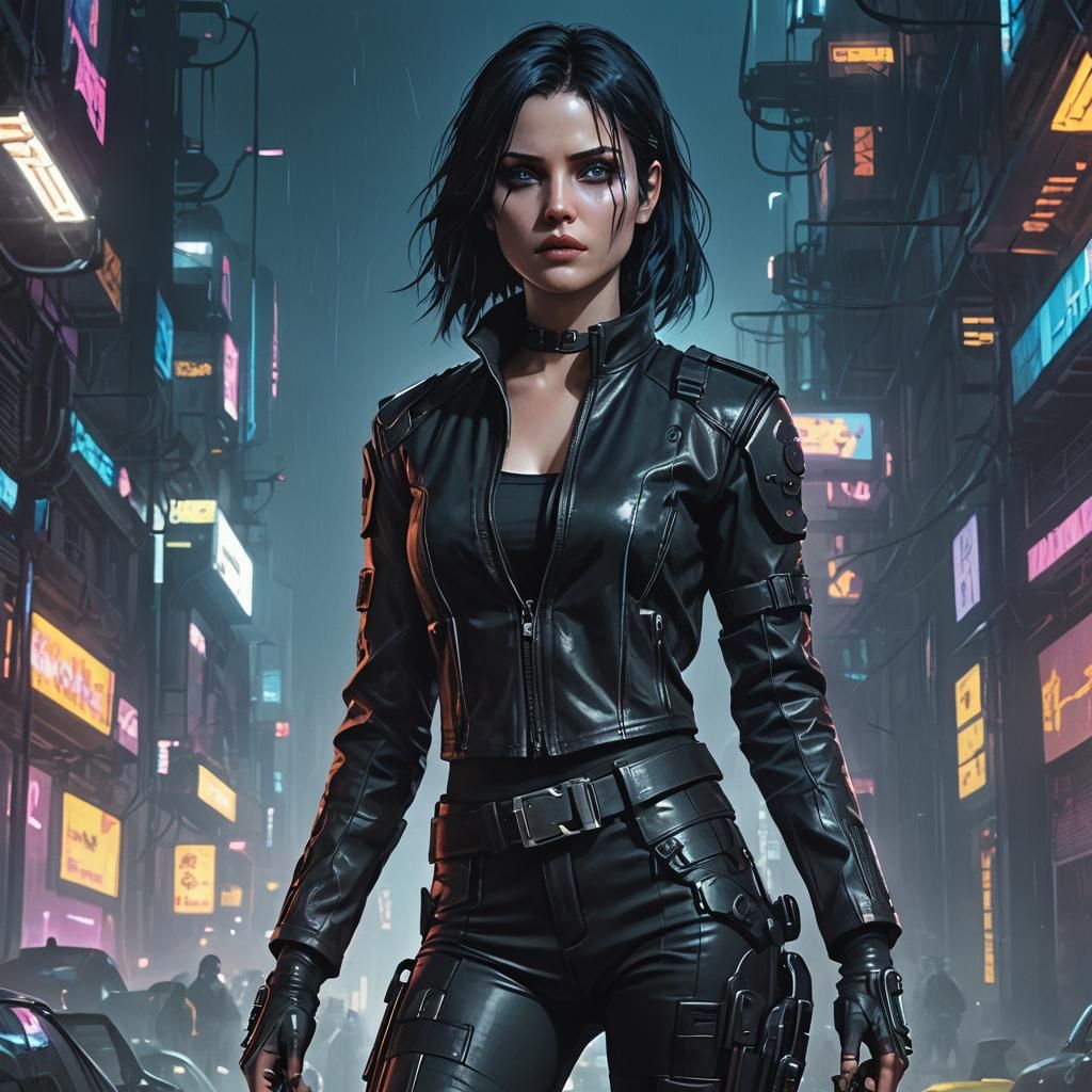 Selene from Underworld in Cyberpunk Style