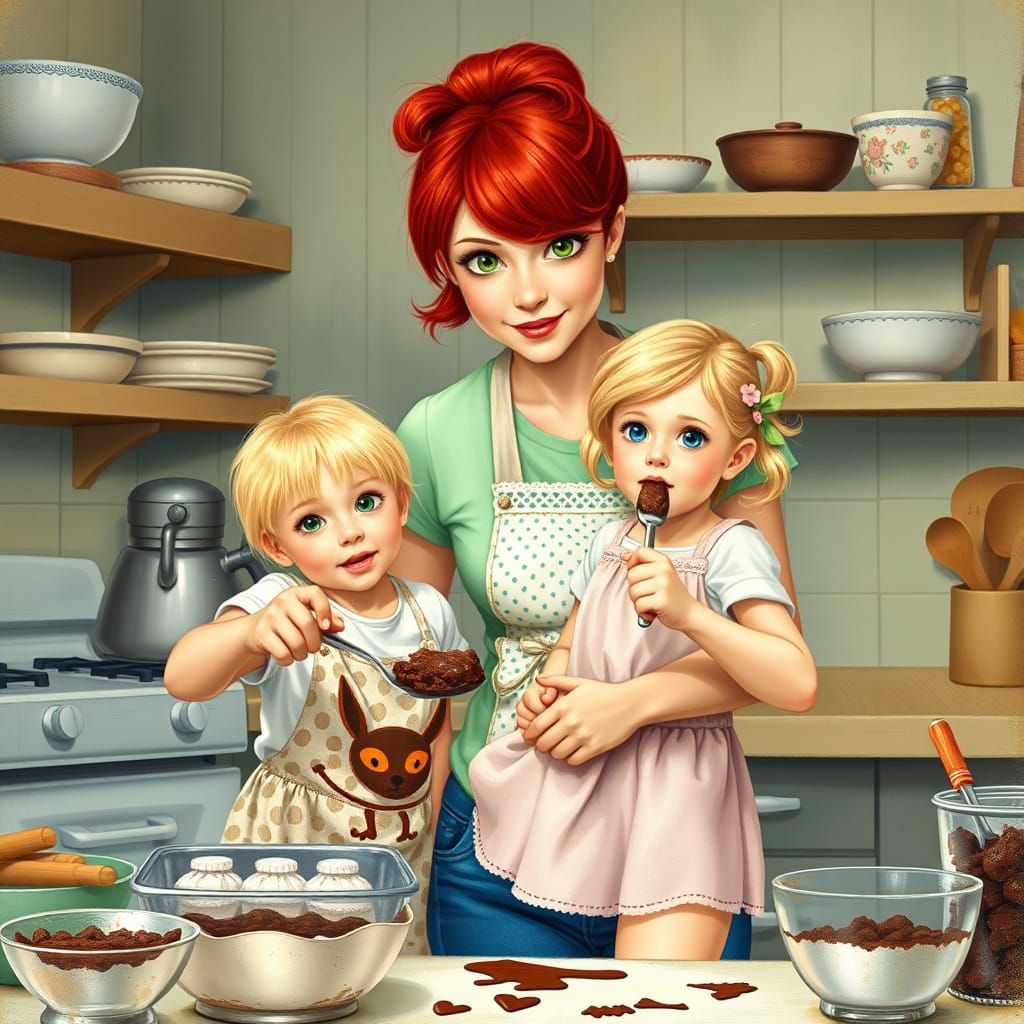 Heartwarming Mother-Daughter Baking Scene