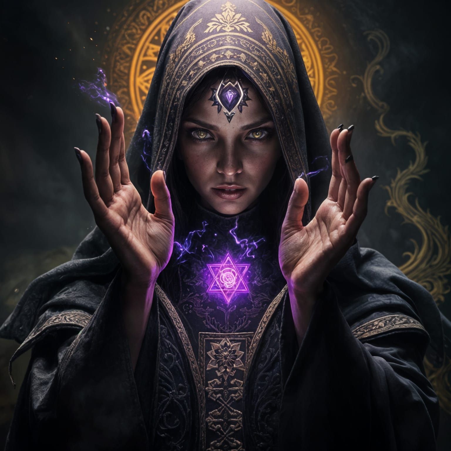 Mystical Saintess Radiates Dark Purple Magic