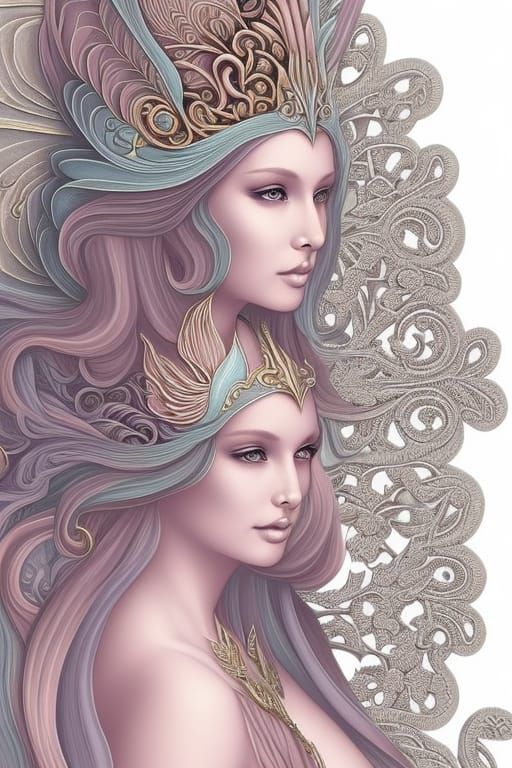 Ethereal Fantasy Woman in Hyperdetailed Color