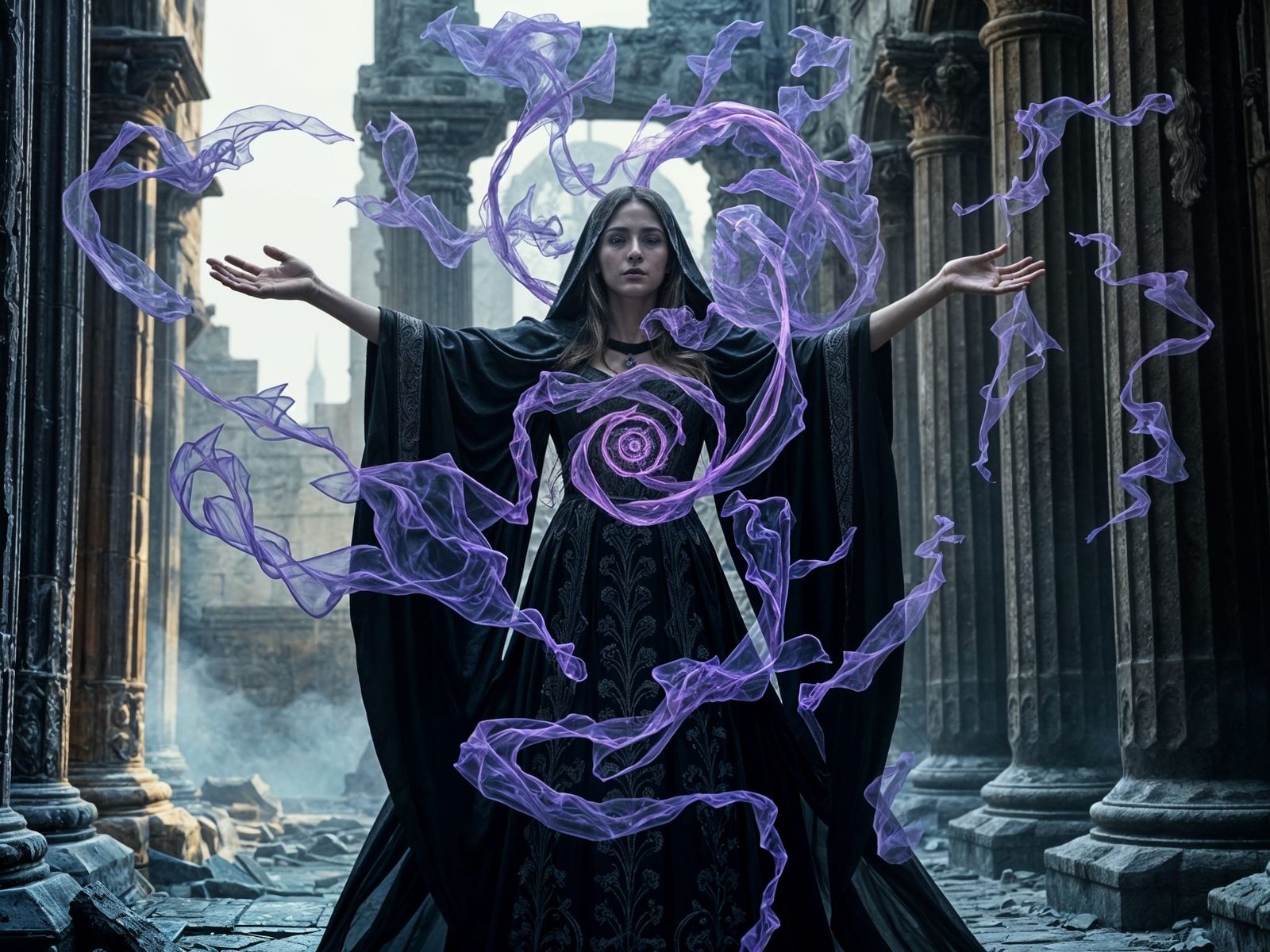 Ethereal Magic User in Dramatic Pose