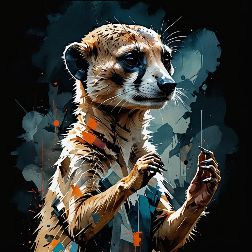 Surreal Meerkat Collage in Cubist Style