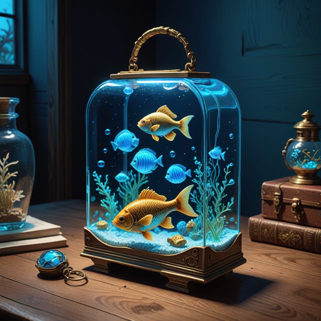 Whimsical Boot Fish Tank with Neon Glow