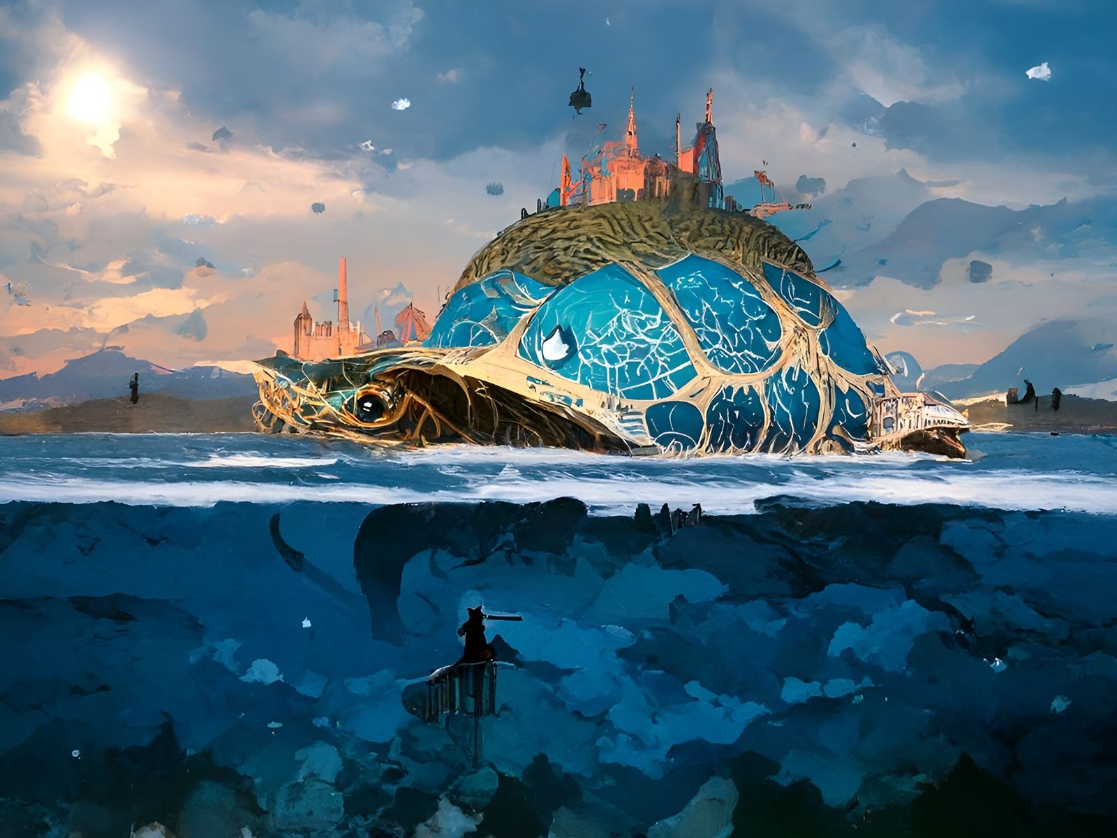 Fantastical Turtle Citadel Emerges from the Ocean