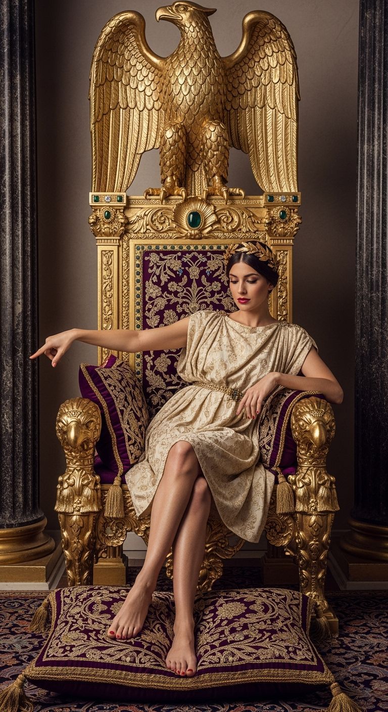 Roman Empress on Gold Throne with Imperial Eagle
