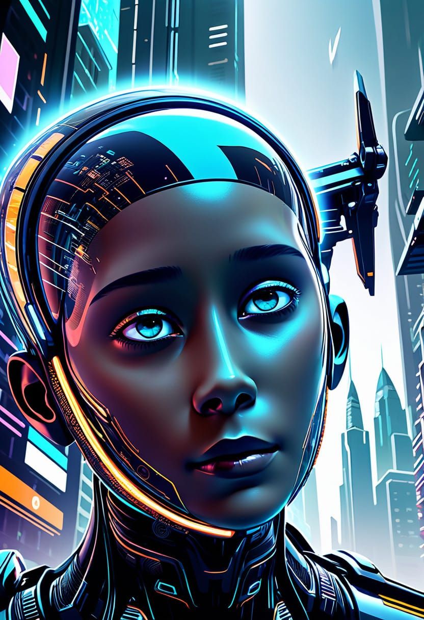 Futuristic Cityscape in 2D Animated Style