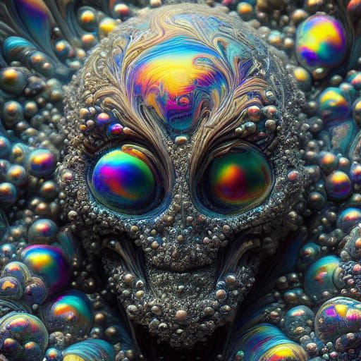 Surreal Bubble Landscape in Oil Painting Style