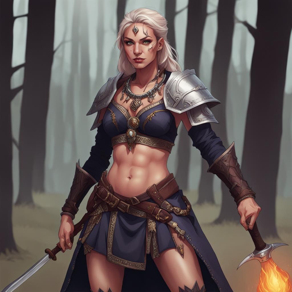 Fierce Warrior Witch Digital Rendering
