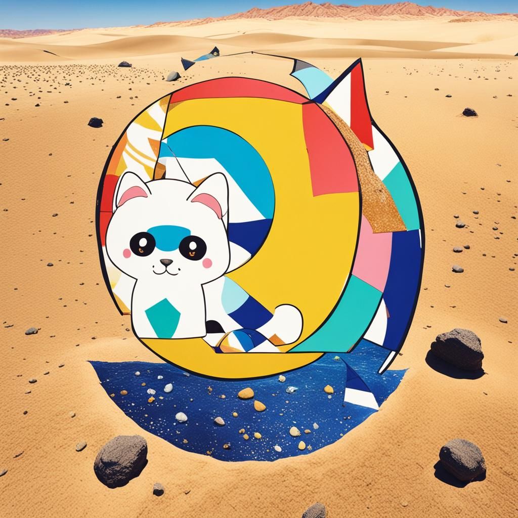 Kawaii Kitsunes in Kalahari Oasis: Kintsugi, Kandinsky Style
