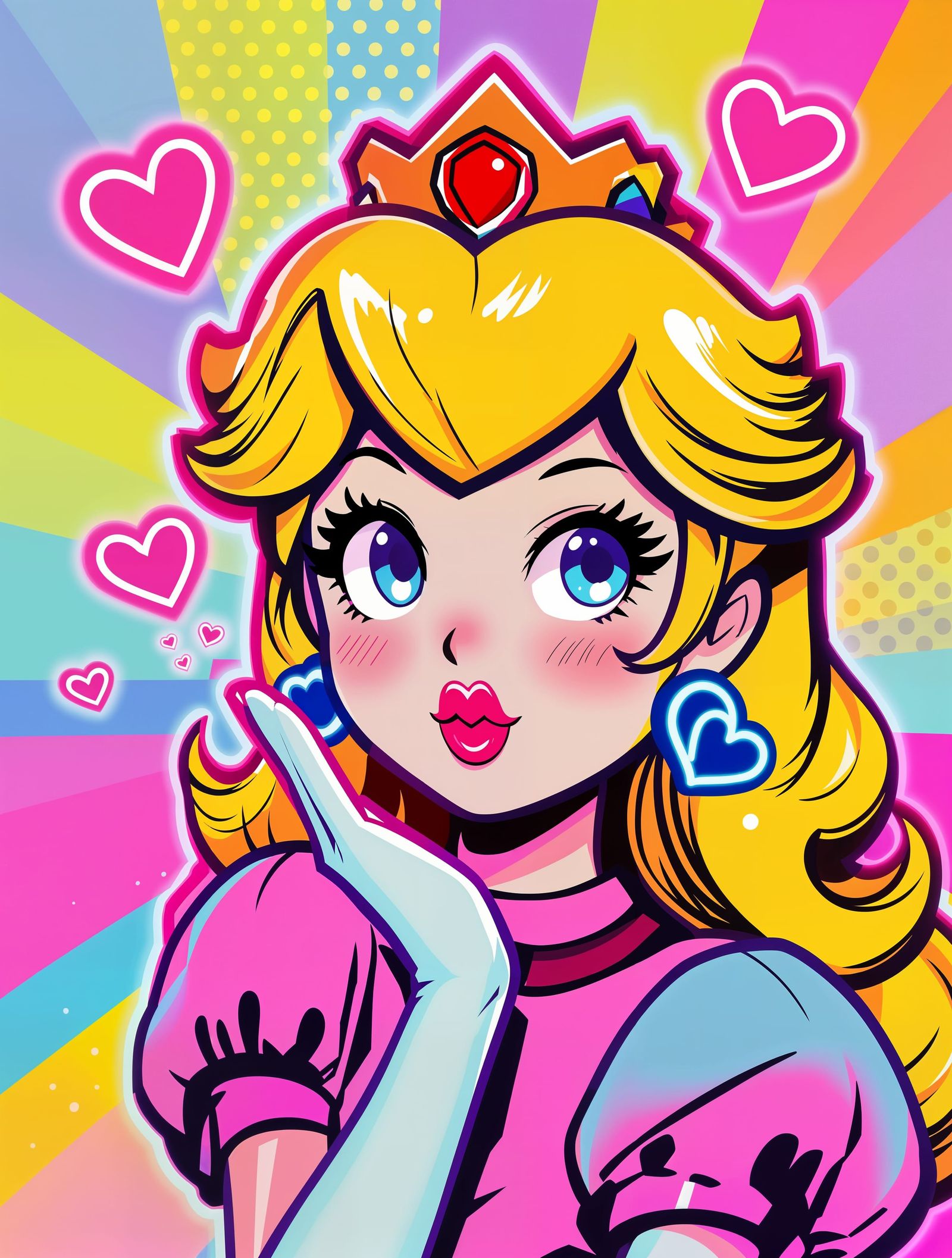 Vibrant Pop Art Princess in Anime Style