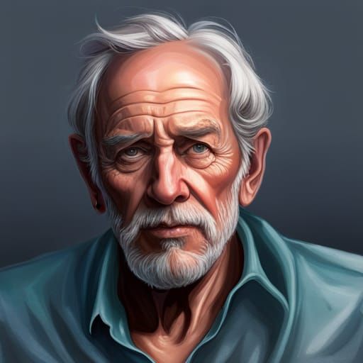 Detailed Portrait of an Old Man in Digital Art Style