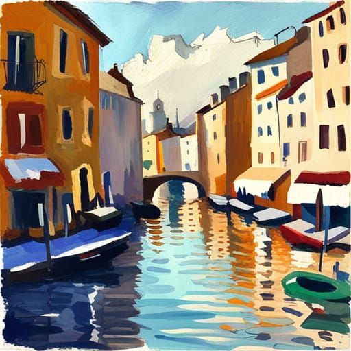 Epic Impressionist Cityscape in Gouache Style