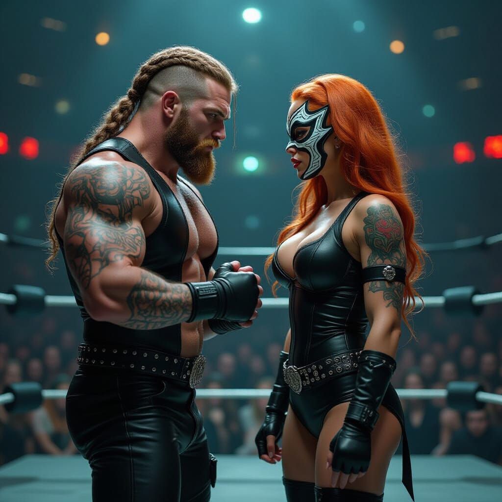 Wrestlers Clash in Dark Fantasy Arena