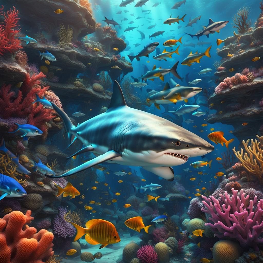 Shark in Mexican Caribbean: Fantastical Matte Painting