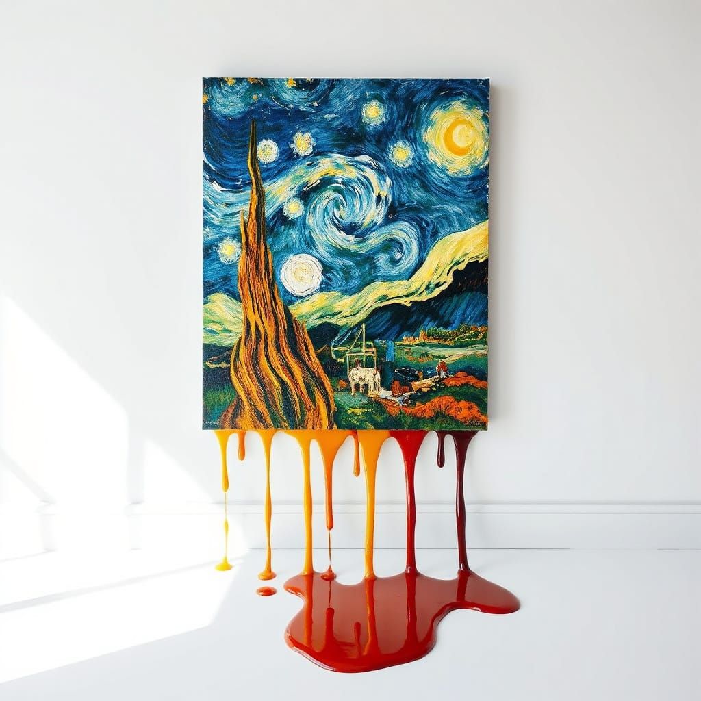 Melting Colors in a Dripping Van Gogh Painting