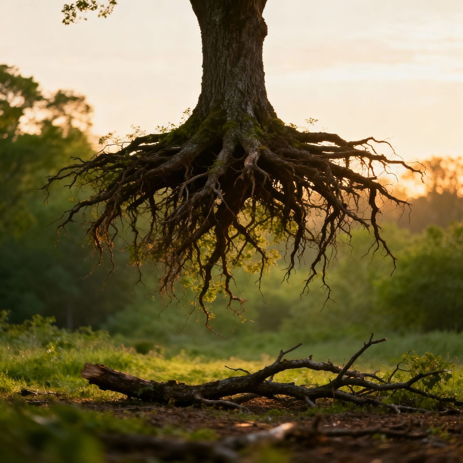 UpsideDown Levitating Tree in Surreal Landscape