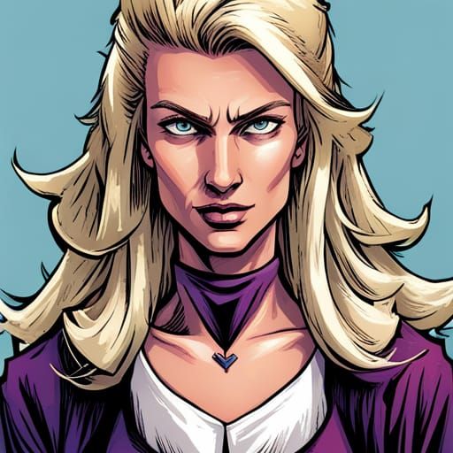 Comic Style Wizard Portrait in Purple Robes