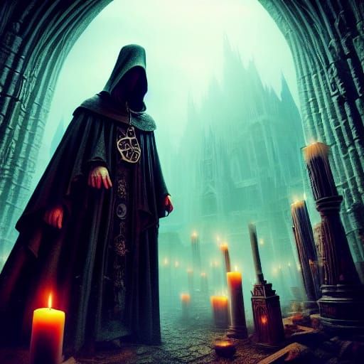 Eldritch Priest in Dark Fantasy Art Style