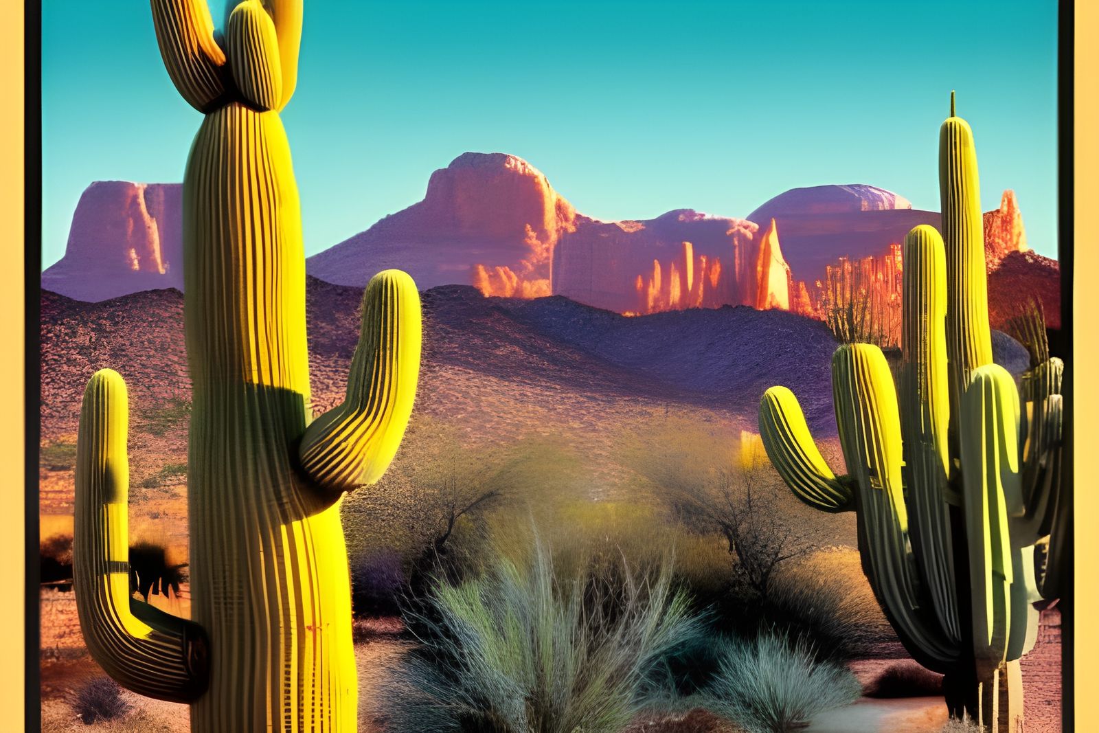 Desert Mesa Scene in Vintage Movie Poster Style