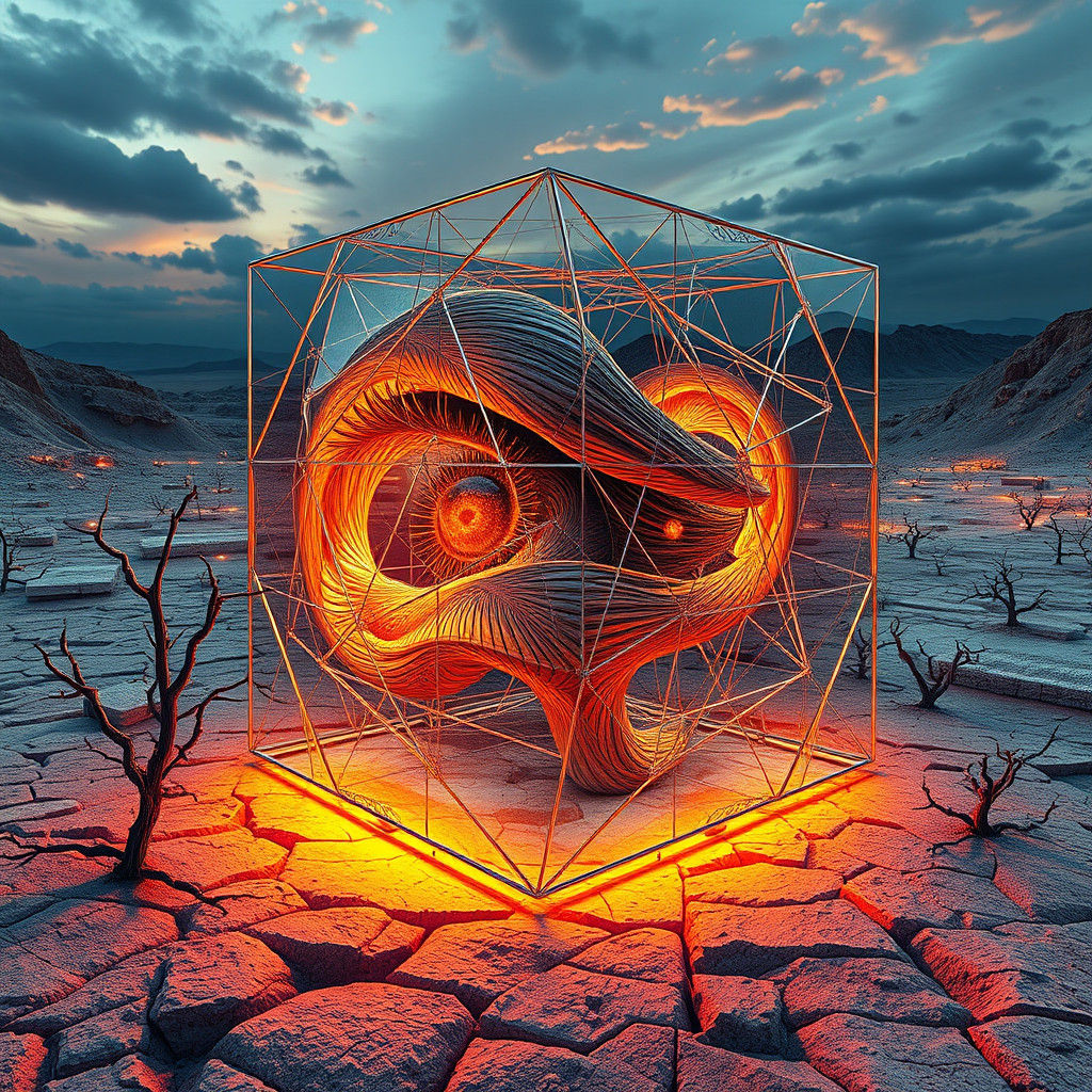 Surreal Mindscape: Maximalism Math Art in Bismuth Chrome