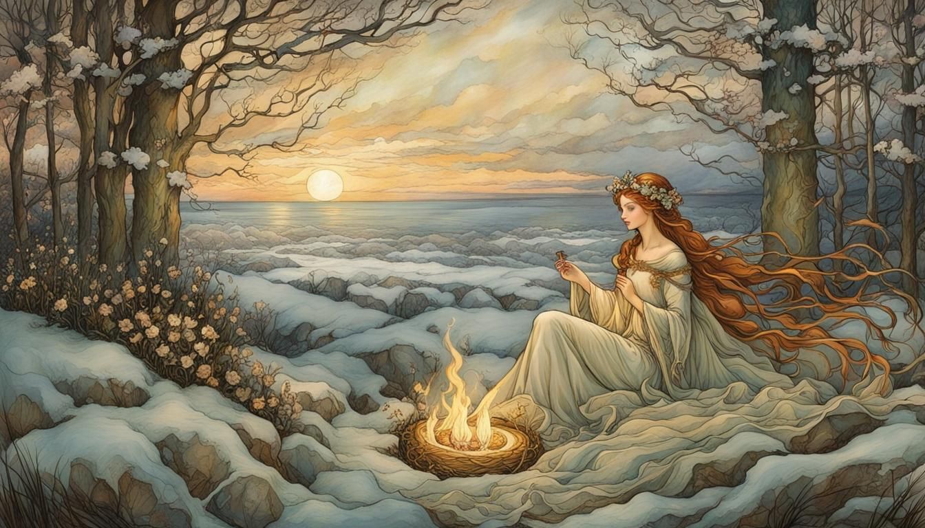 Ethereal Imbolc Celtic Pagan Festival Portrait
