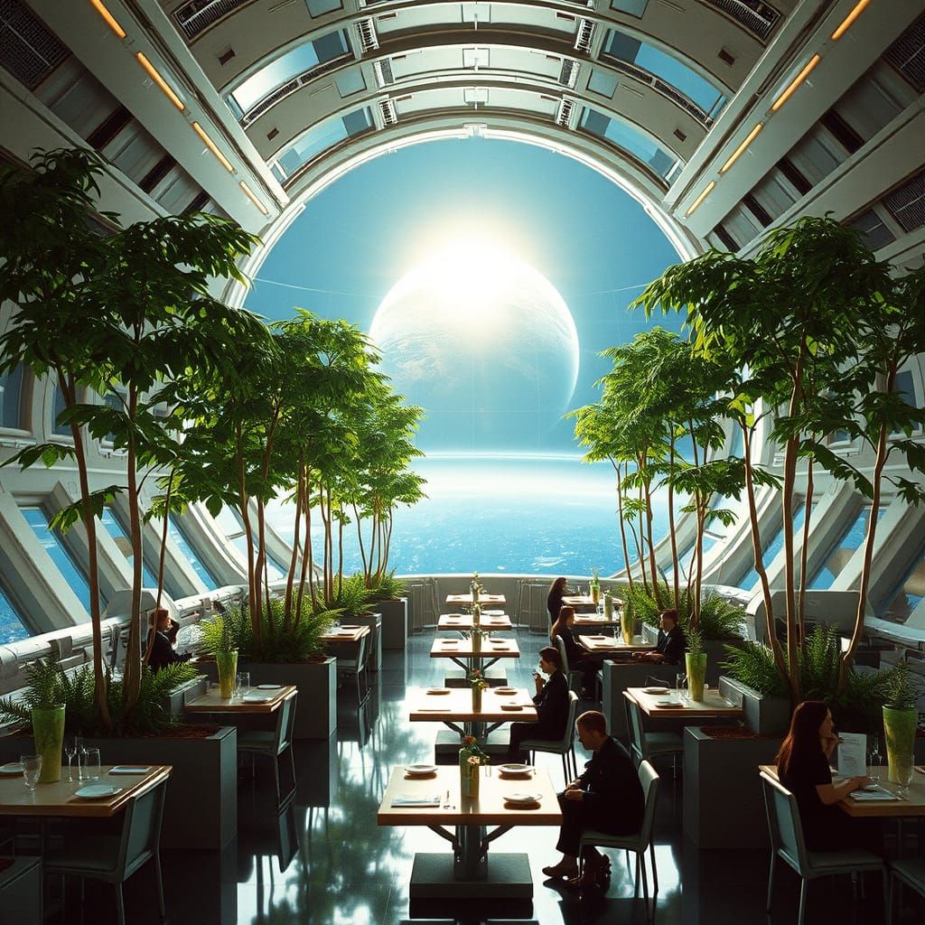 Starship Cafeteria Awe in 35mm Film Style