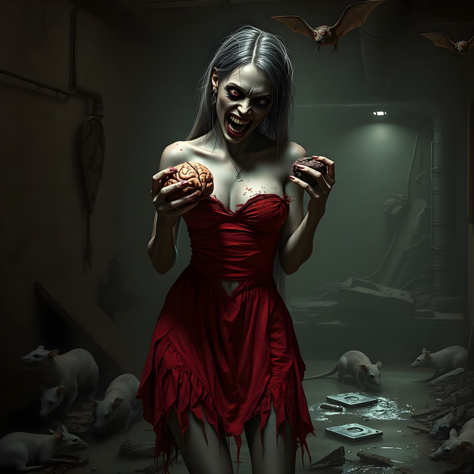 Sinister Zombie Portrait in Sepia Tones