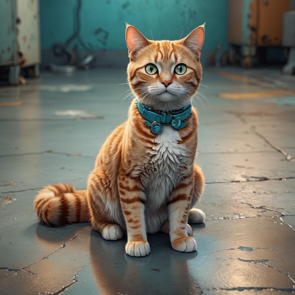 Cute Cat's Isolation in Pixar Style 3D Art