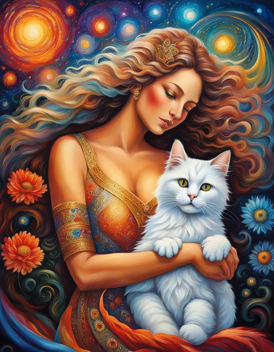 Cat and his mistress