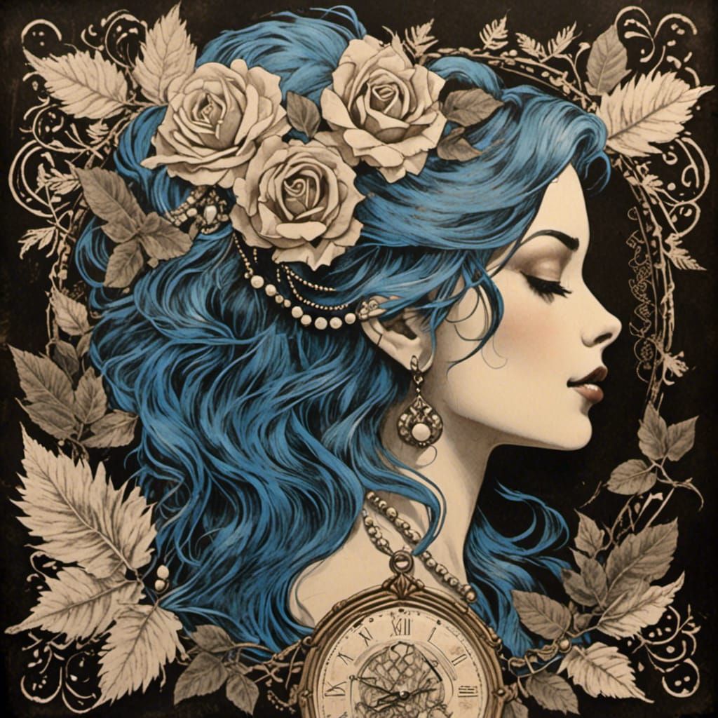 Vintage Scrapbook Collage of a Tattooed Woman