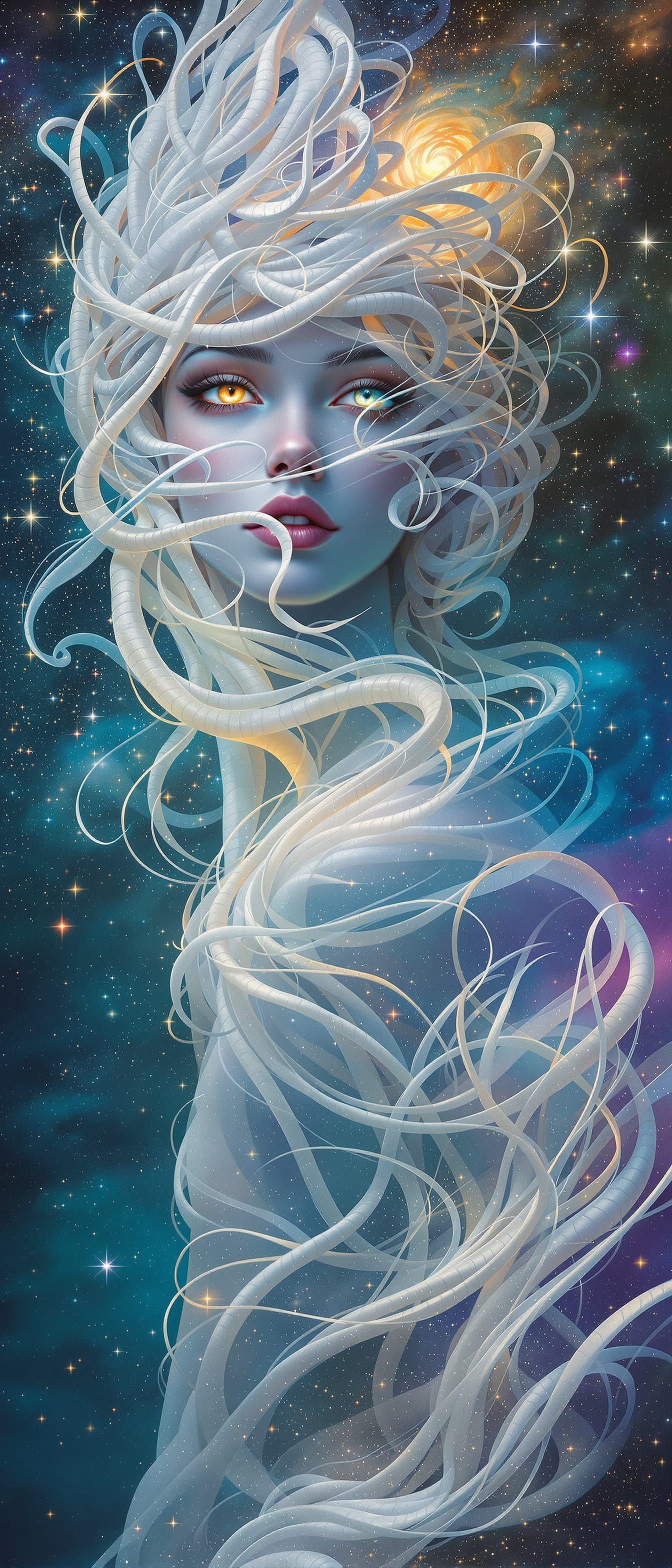 Ethereal Woman in Cosmic Surrealist Style