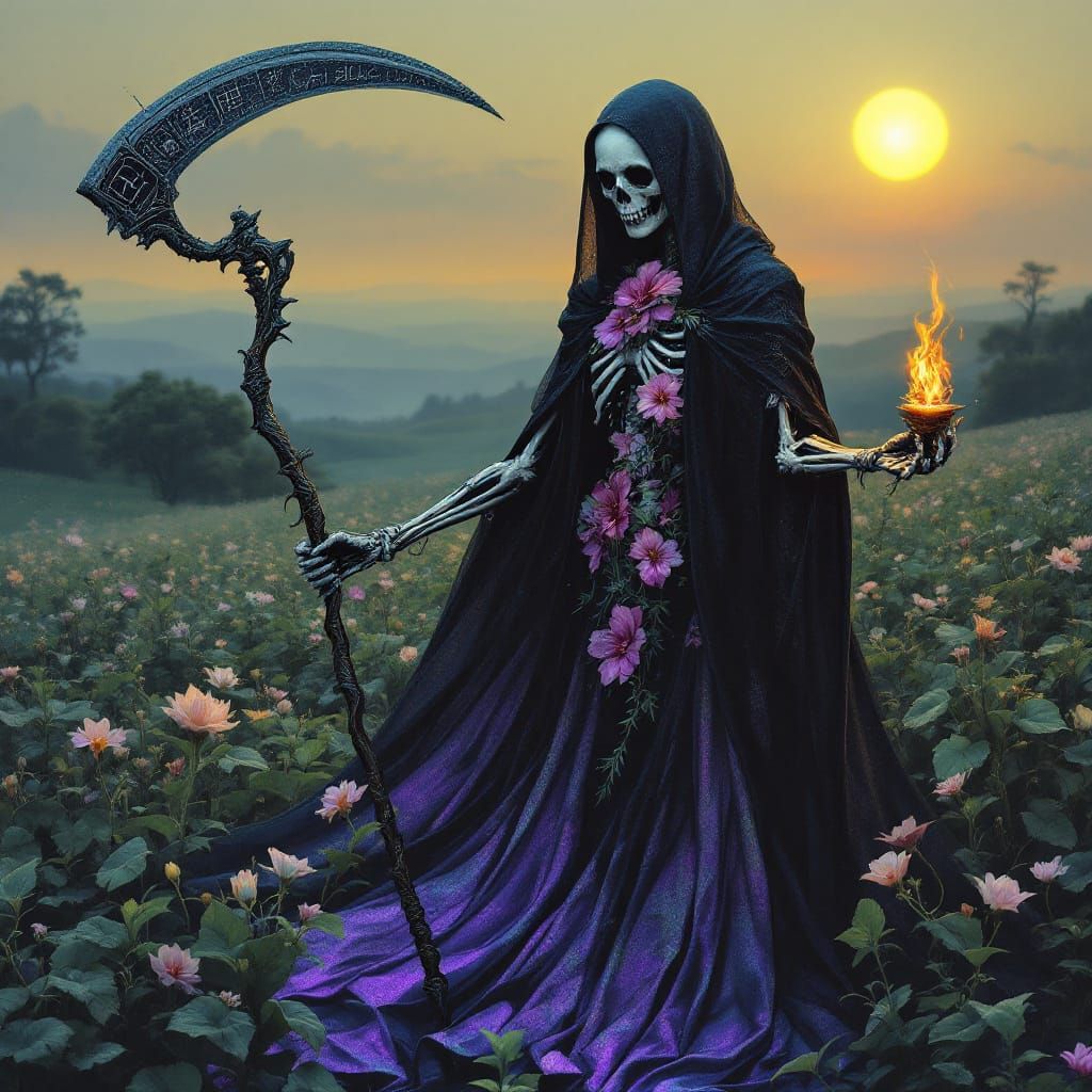 Tribal Skeleton in Serene Landscape