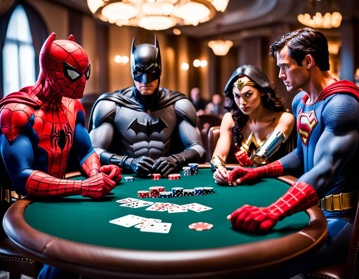 Superheroes Playing Poker: Professional Photography