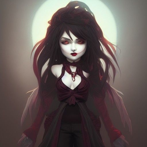 Chibi Vampire Girl Portrait in Digital Art Style