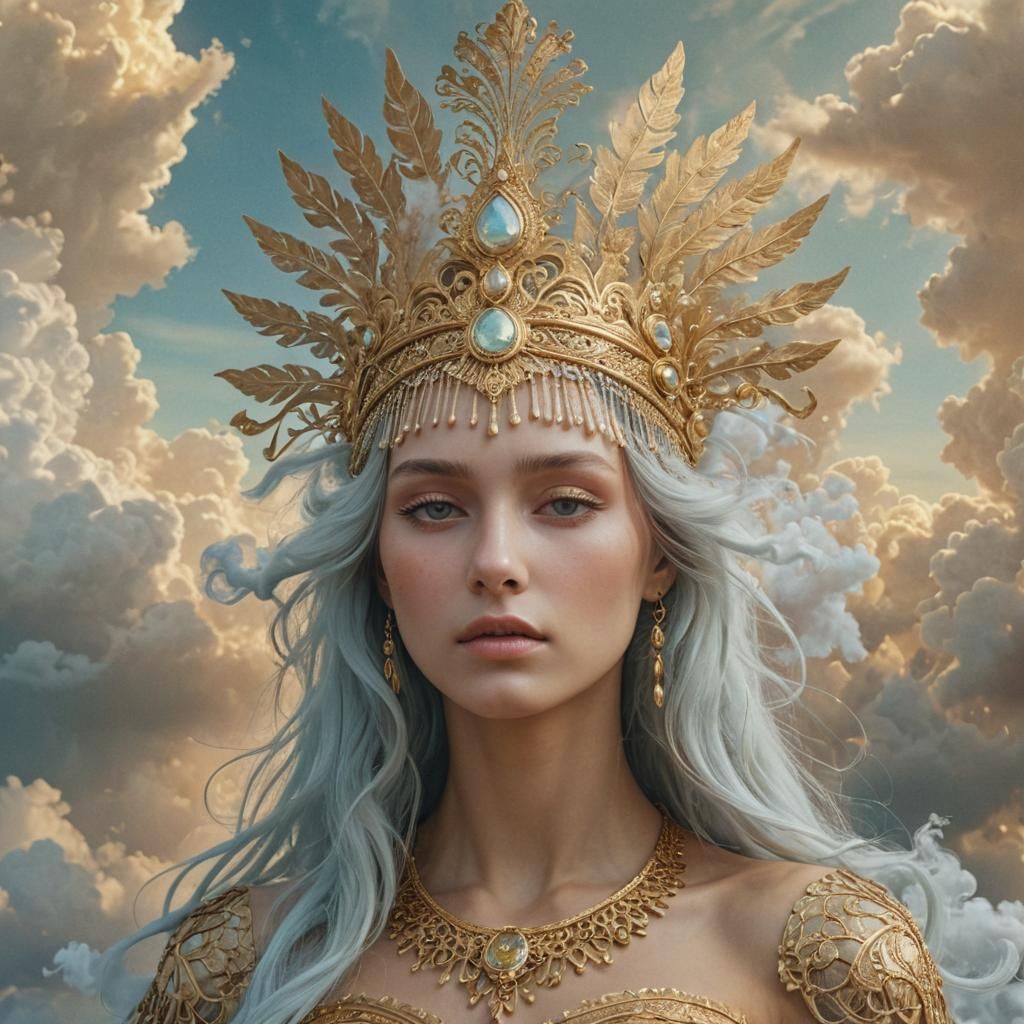 Ethereal Goddess Portrait in Surreal Style