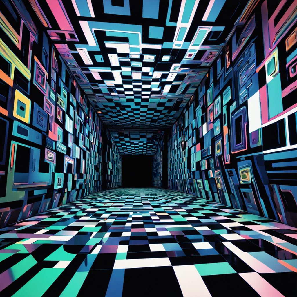 Vibrant Geometric Abstraction in Neon Hues