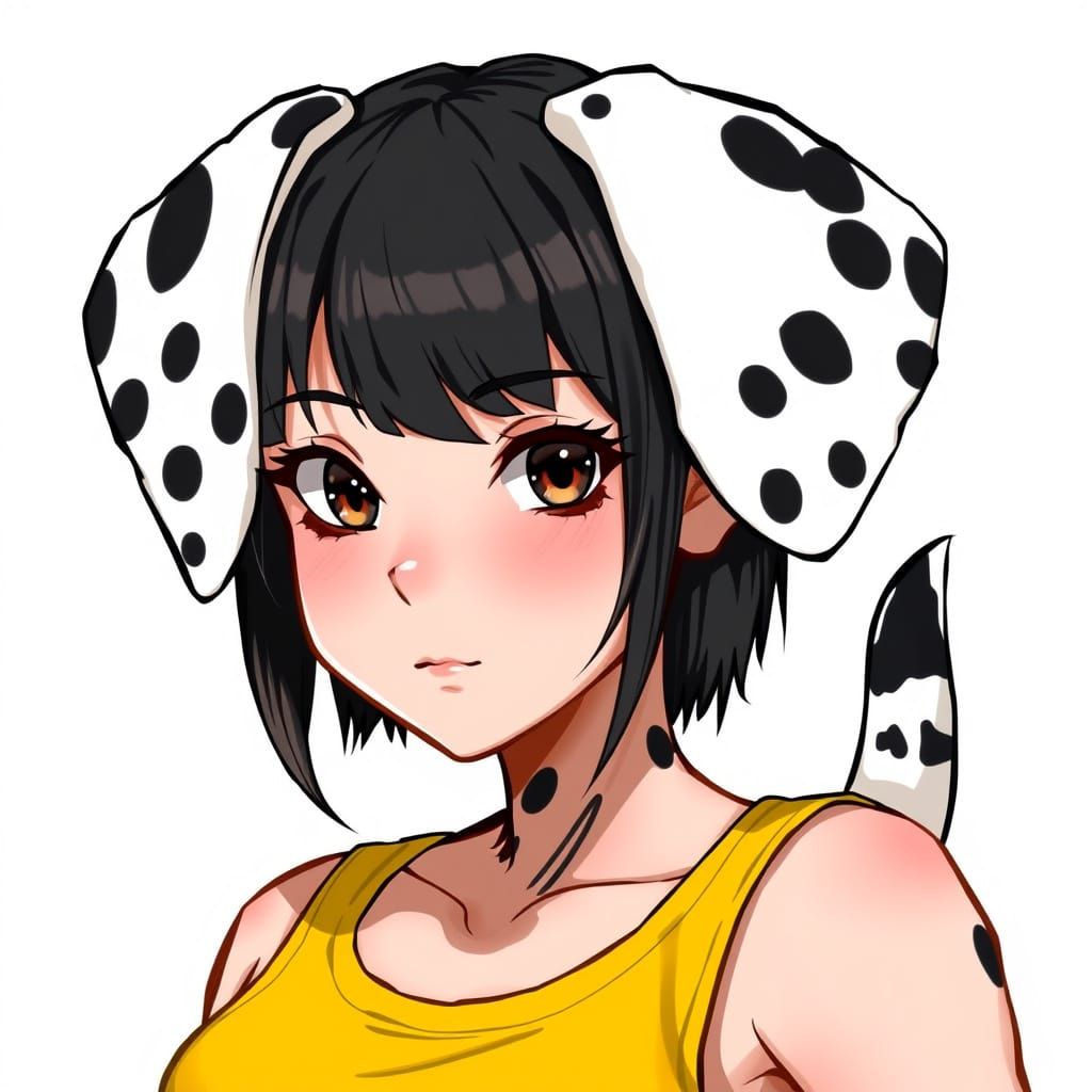 Dalmatian Girl in Yellow Tank Top, Artgerm Style
